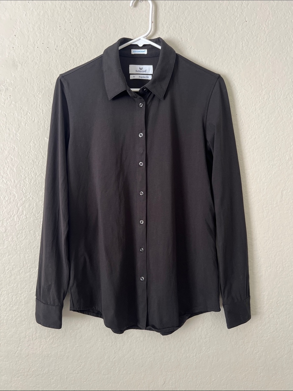Like New! BUTTERCLOTH Icy Cotton Button Down Shirt Regular Fit Black Size M